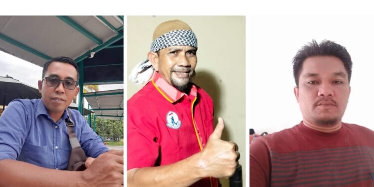 Teungku Mansur Abu Bakar (kiri), Abu Siwah (tengah) dan Herizal (kanan)