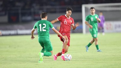 Aksi penyerang Timnas Indonesia U-23 Rafael Struick saat lawan Turkmenistan. (Dok. PSSI)