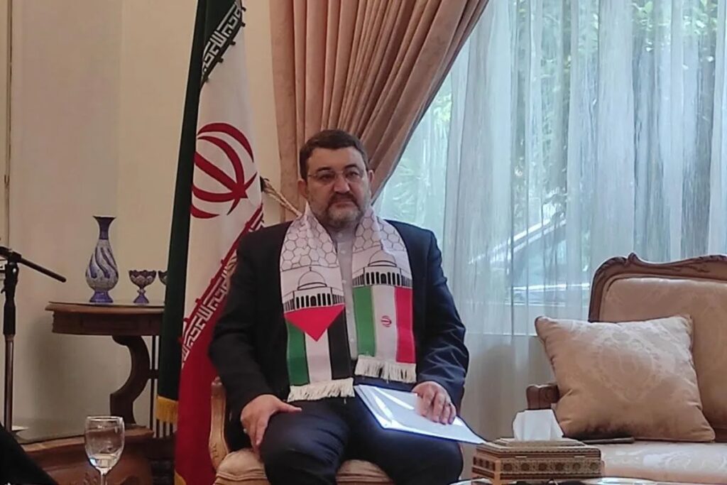 Duta Besar Iran untuk Indonesia Mohammad Boroujerdi saat acara media gathering di kediamannya di Jakarta, Selasa (31/10/2023). (ANTARA/Asri Mayang Sari)
